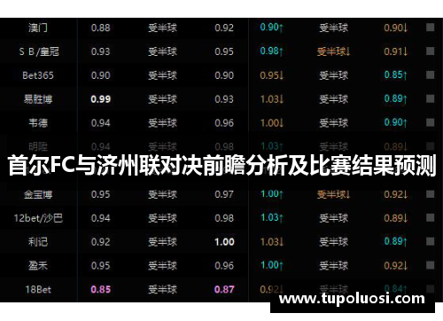 首尔FC与济州联对决前瞻分析及比赛结果预测